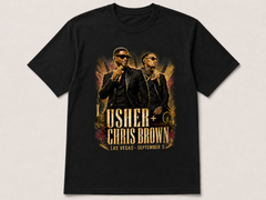 Usher and Chris Brown Las Vegas concert graphic T-shirt in black