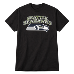 Seattle Seahawks Camo Logo T-Shirt – Bold Fan Edition Black Tee