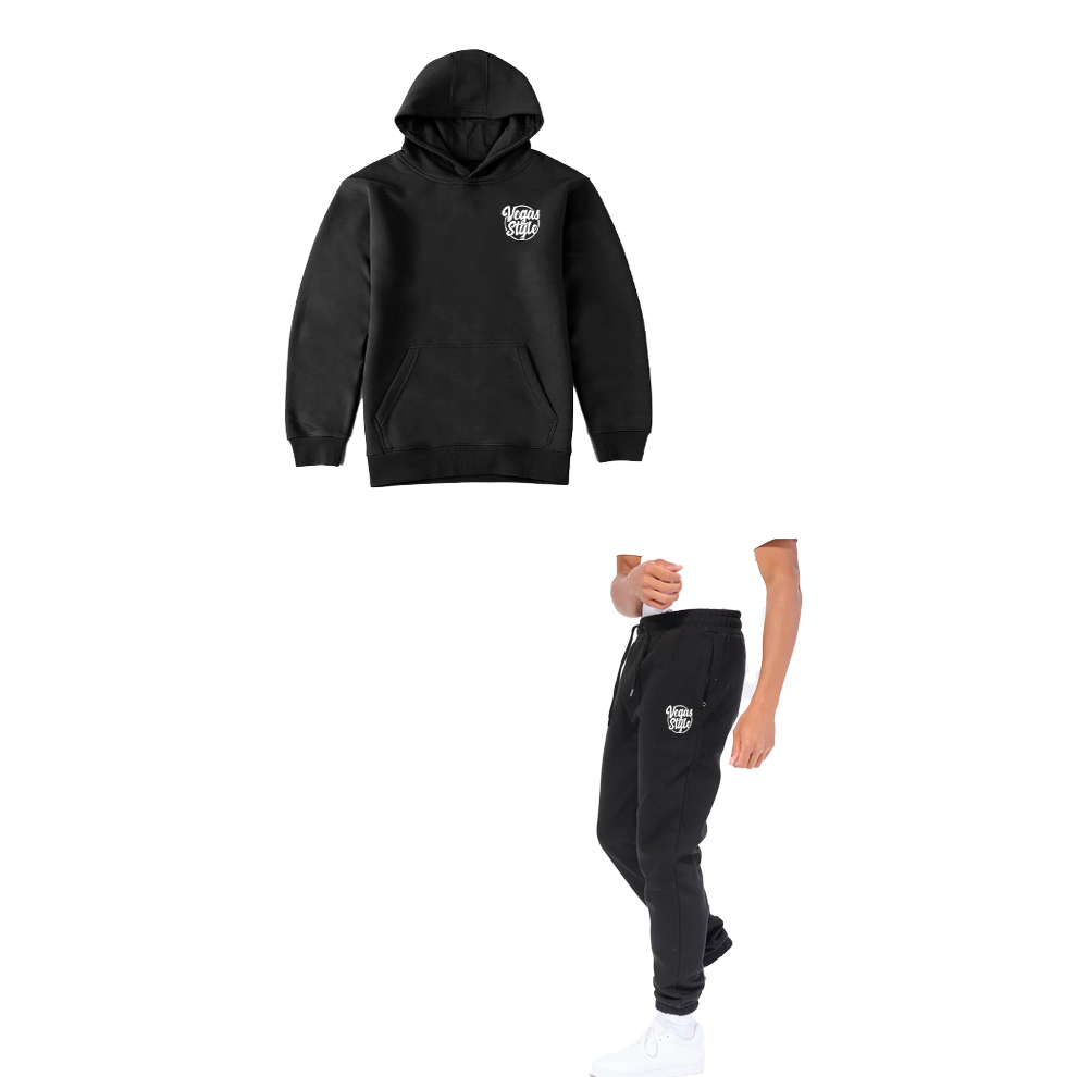 "Premium Fleece Embroidered  Pullover Jogger - Black"