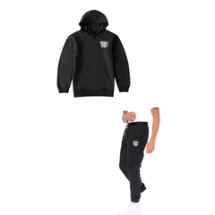"Premium Fleece Embroidered  Pullover Jogger - Black"