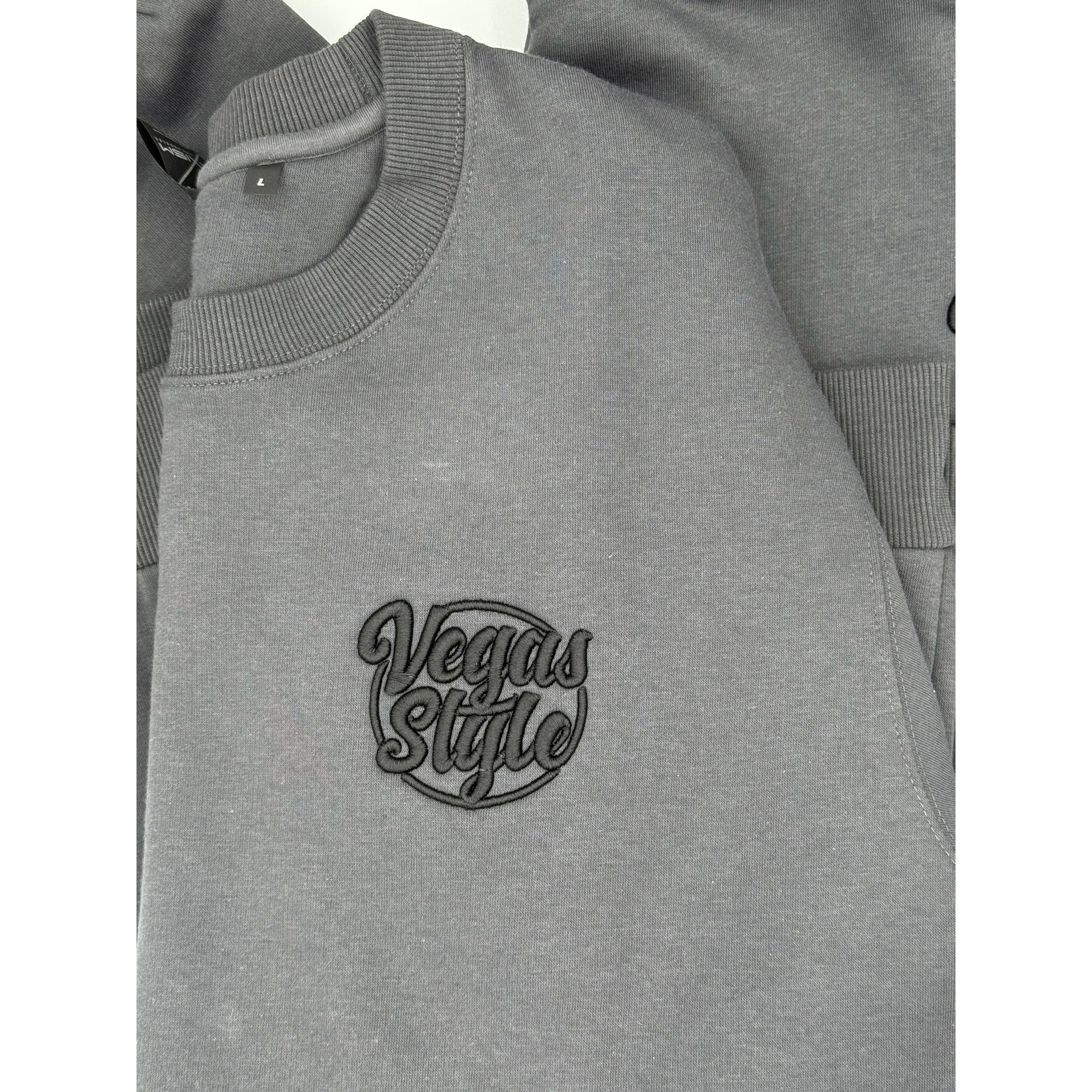 Vegas Style Premium Jogger Set – Embroidered Logo (Graphite)